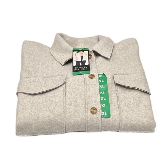 Banana Republic Women's XL Structured Super Soft Shirt Jacket Tan 4-Pocket NWT - Picture 2 of 9